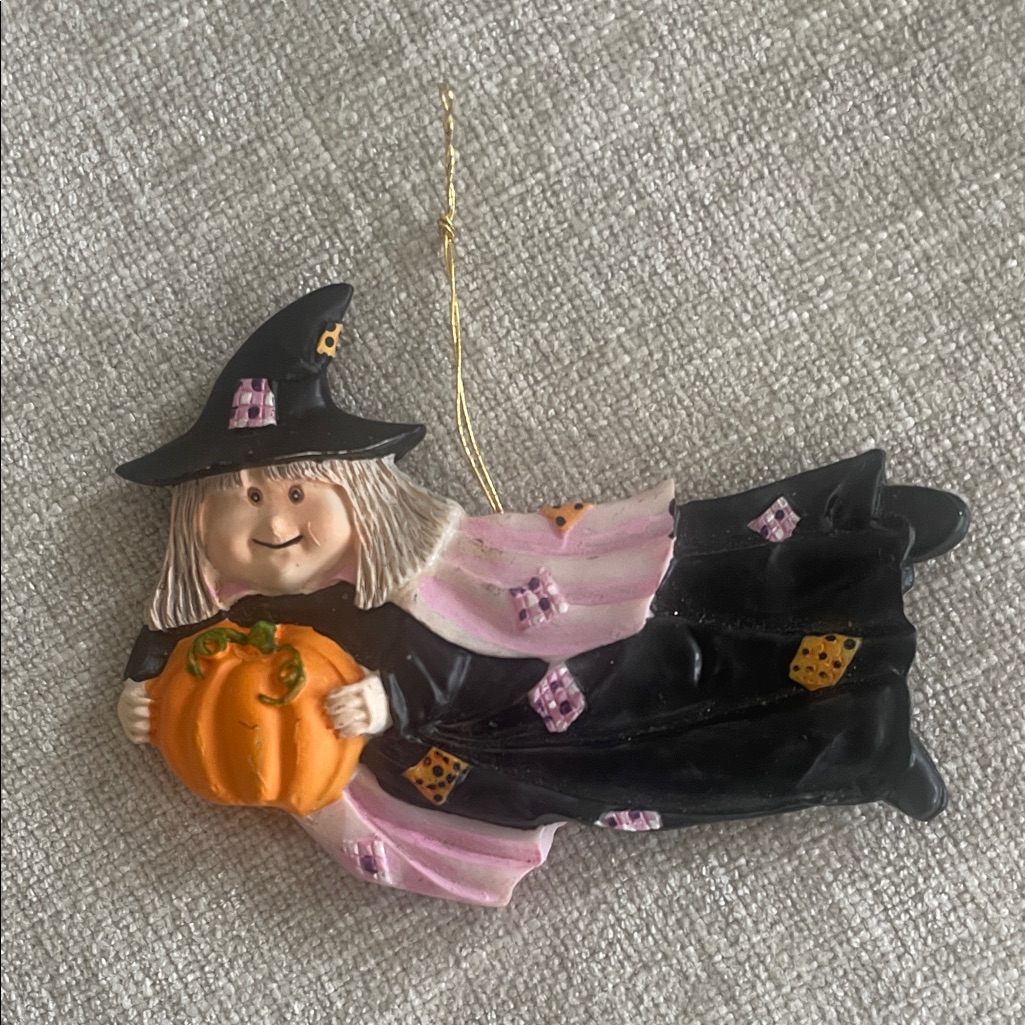 Flying Witch With Pumpkin Ornament Flying Witch With Pumpkin Ornament